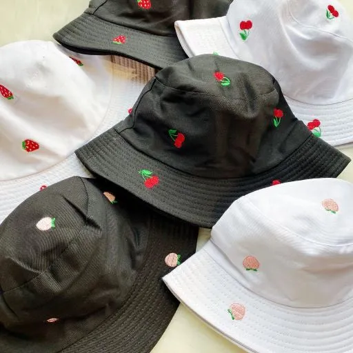 Sweety Fruity Bucket Hat – Embroidered Cotton Hat with Cute Fruit Details
