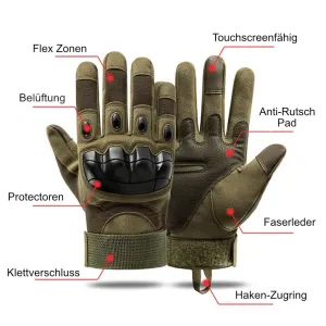 Tactical Combat Gloves Touchscreen kompatibel - Oliv