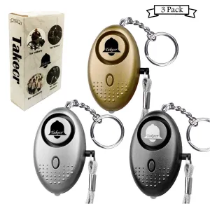 TAKECR Safe Sound Personal Alarm,2 or 3 Pack 140DB Security Alarm Safesound Keychain with LED Lights, Emergency Safety for Women, Men, Children, Elderly Self-Defense Light Women Kids (3)