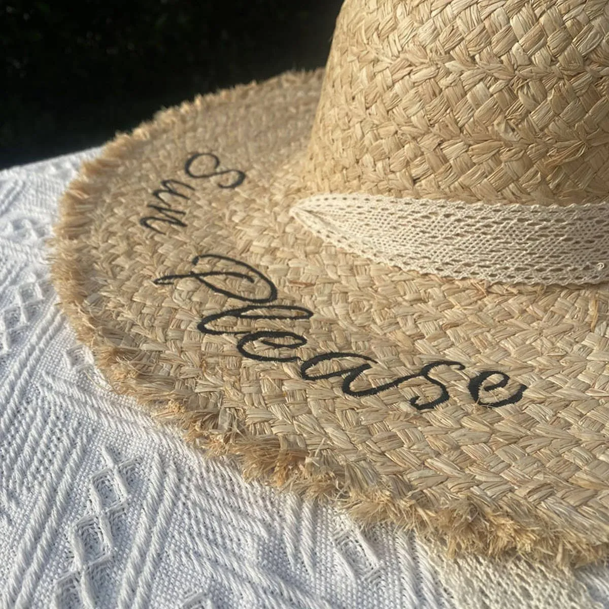 TASSEL EDGE WOVEN FEDORA HATS STRAW WITH BOW TIE_CWAH1154: BEIGE3 / (OS) 1