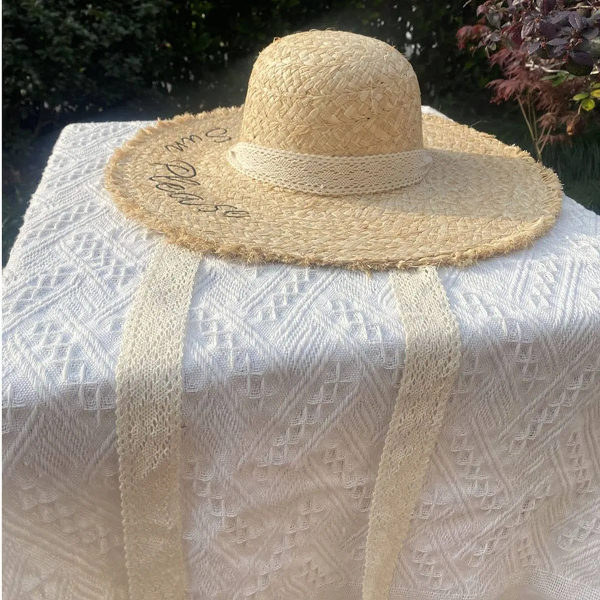 TASSEL EDGE WOVEN FEDORA HATS STRAW WITH BOW TIE_CWAH1154: BEIGE3 / (OS) 1