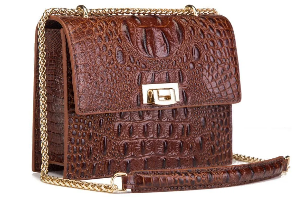 Tauren Croc Embossed Leather Crossbody Bag