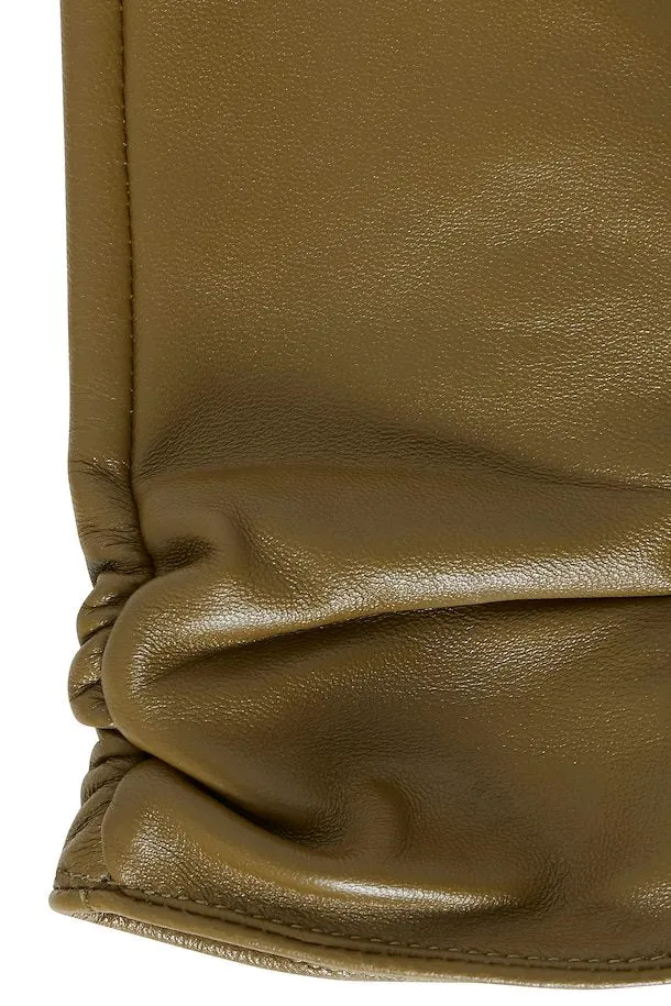 The Crush Leather Gloves - Olive