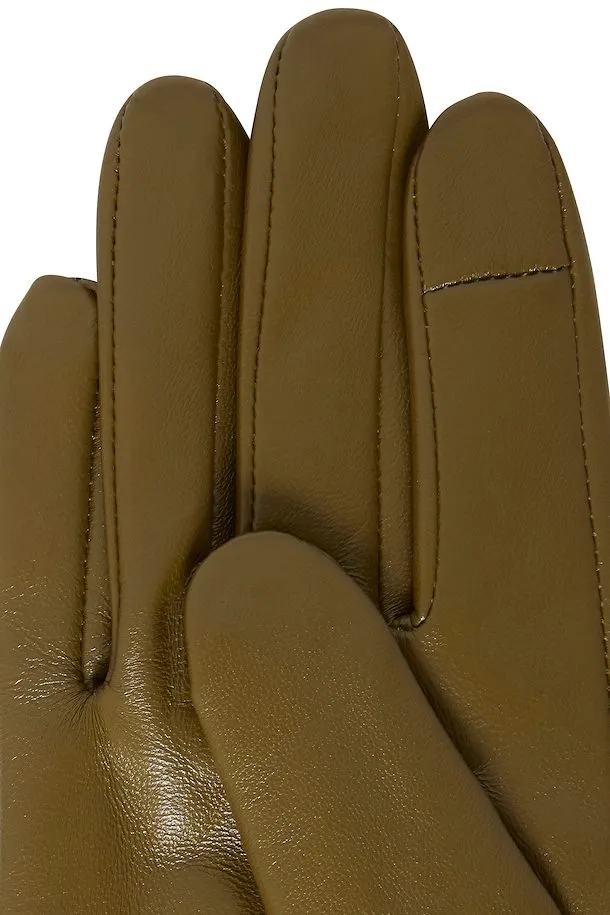 The Crush Leather Gloves - Olive