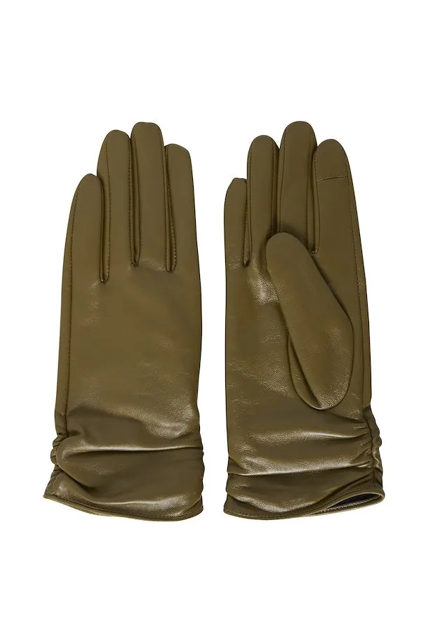 The Crush Leather Gloves - Olive