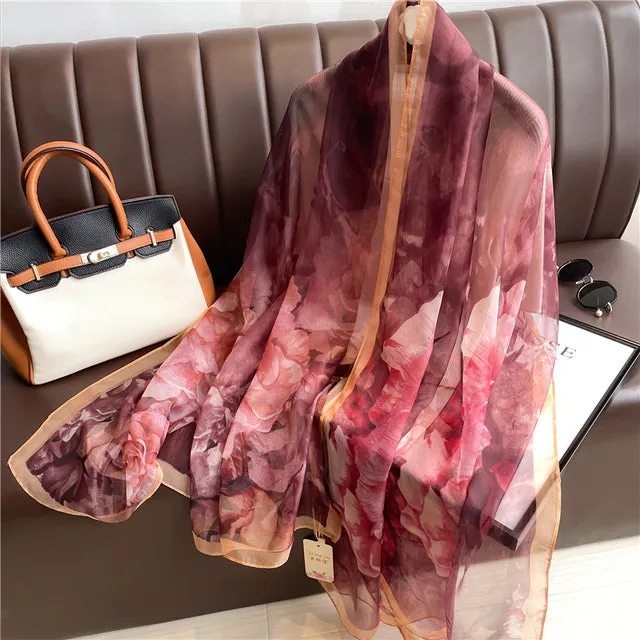 The Fabric is Soft Long Silk Satin Scarf Shawl