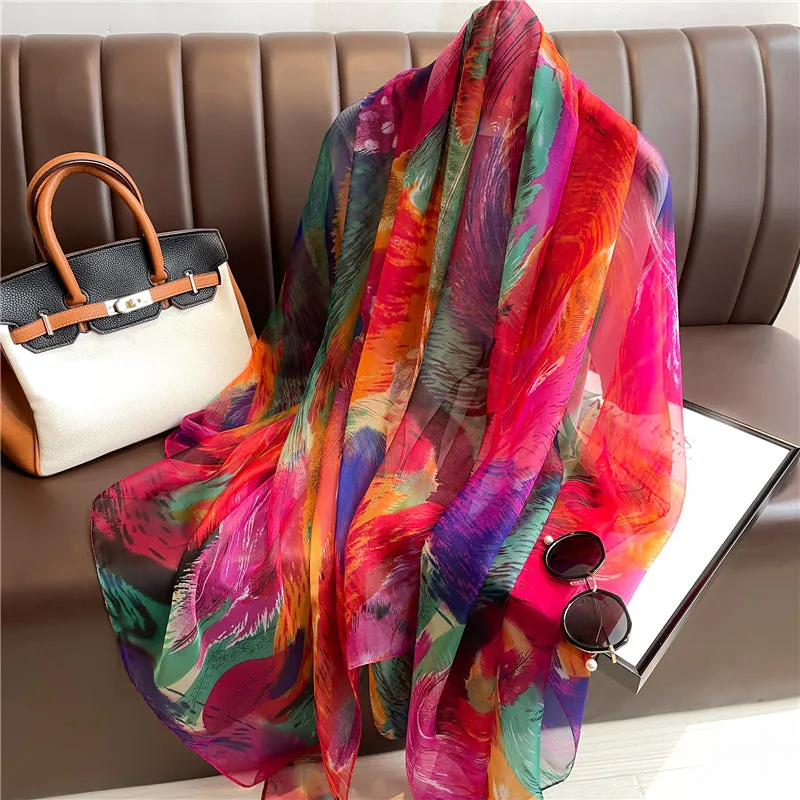 The Fabric is Soft Long Silk Satin Scarf Shawl