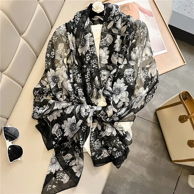 The Fabric is Soft Long Silk Satin Scarf Shawl