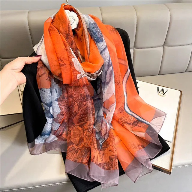 The Fabric is Soft Long Silk Satin Scarf Shawl