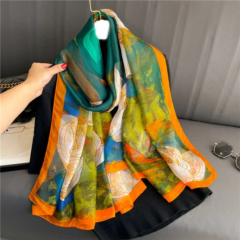 The Fabric is Soft Long Silk Satin Scarf Shawl