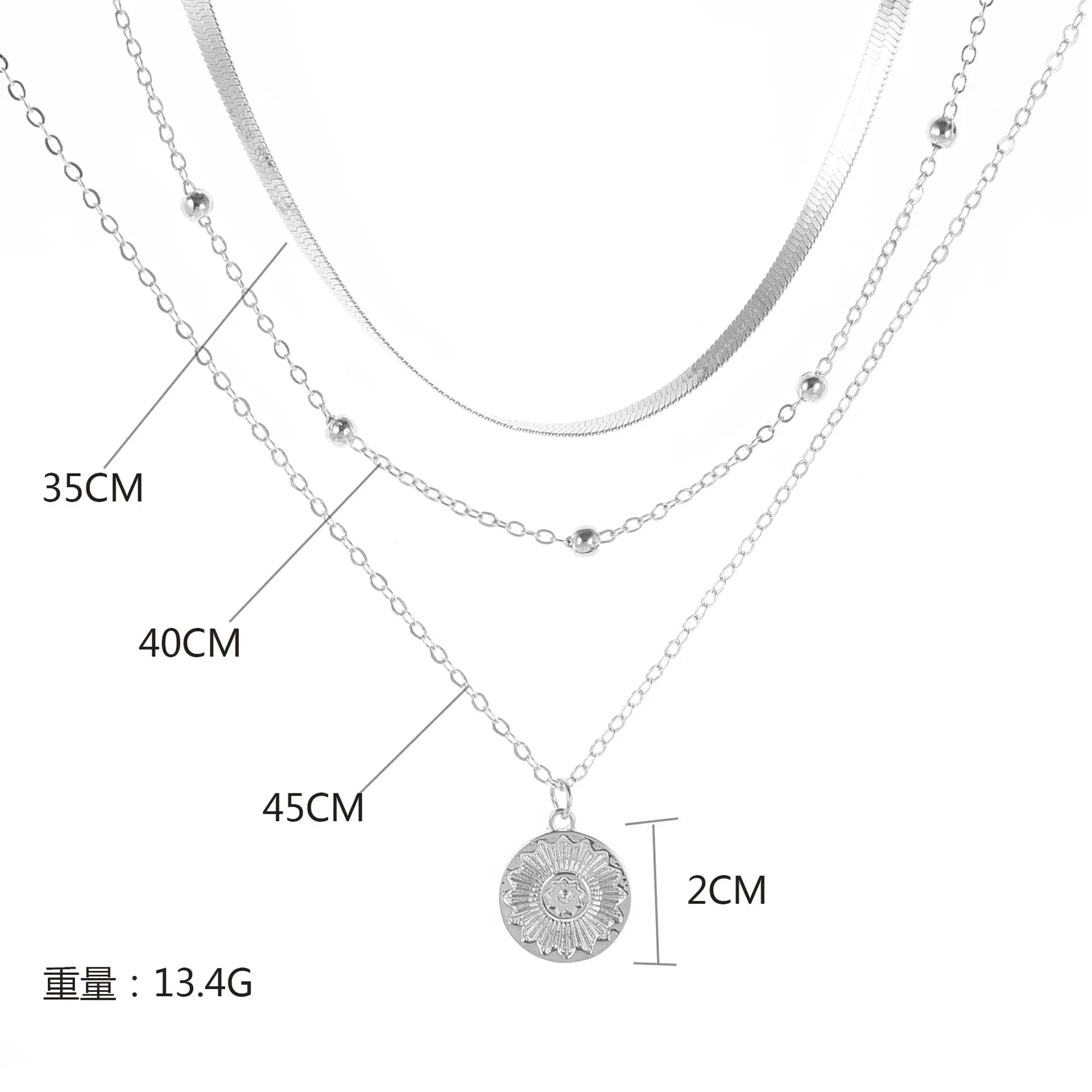 Three-Layer Silver Necklace