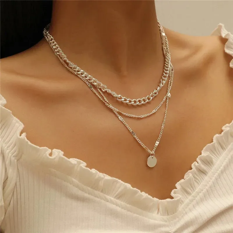 Three-Layer Silver Necklace