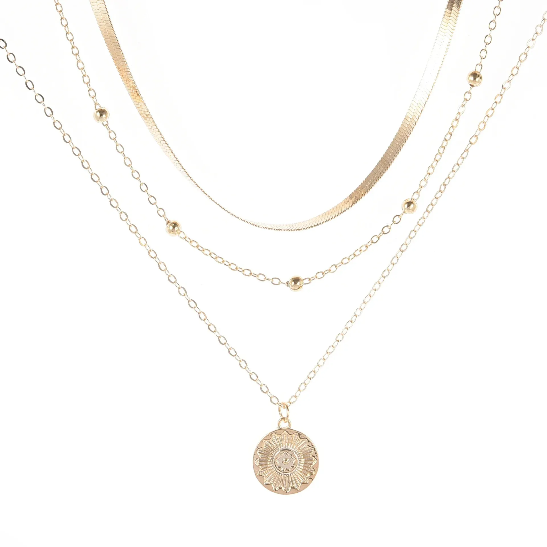 Three-Layer Silver Necklace