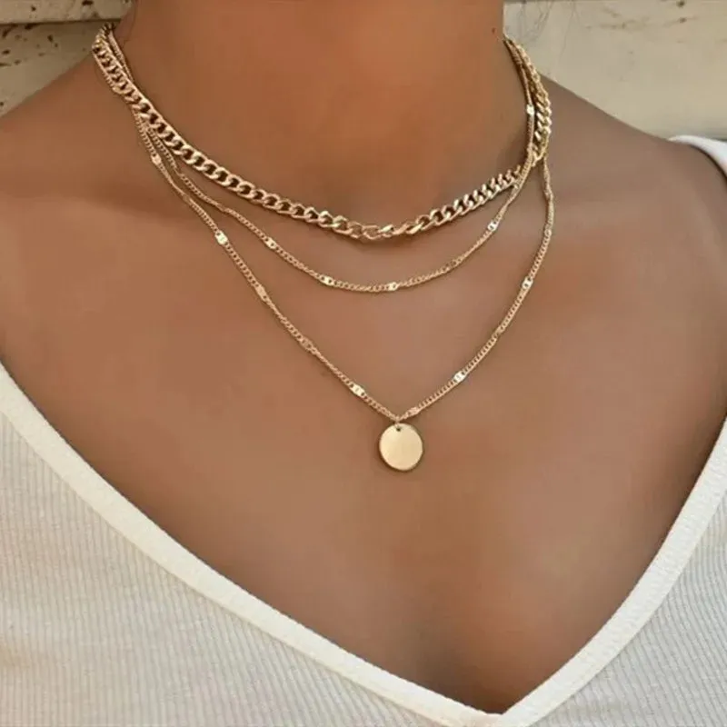 Three-Layer Silver Necklace