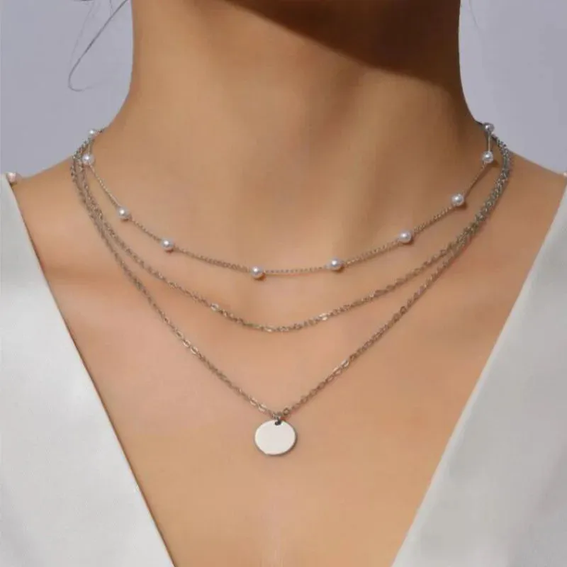 Three-Layer Silver Necklace