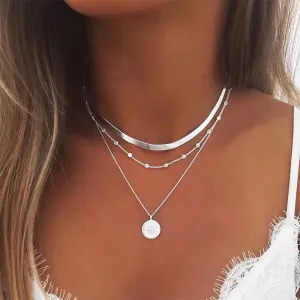 Three-Layer Silver Necklace