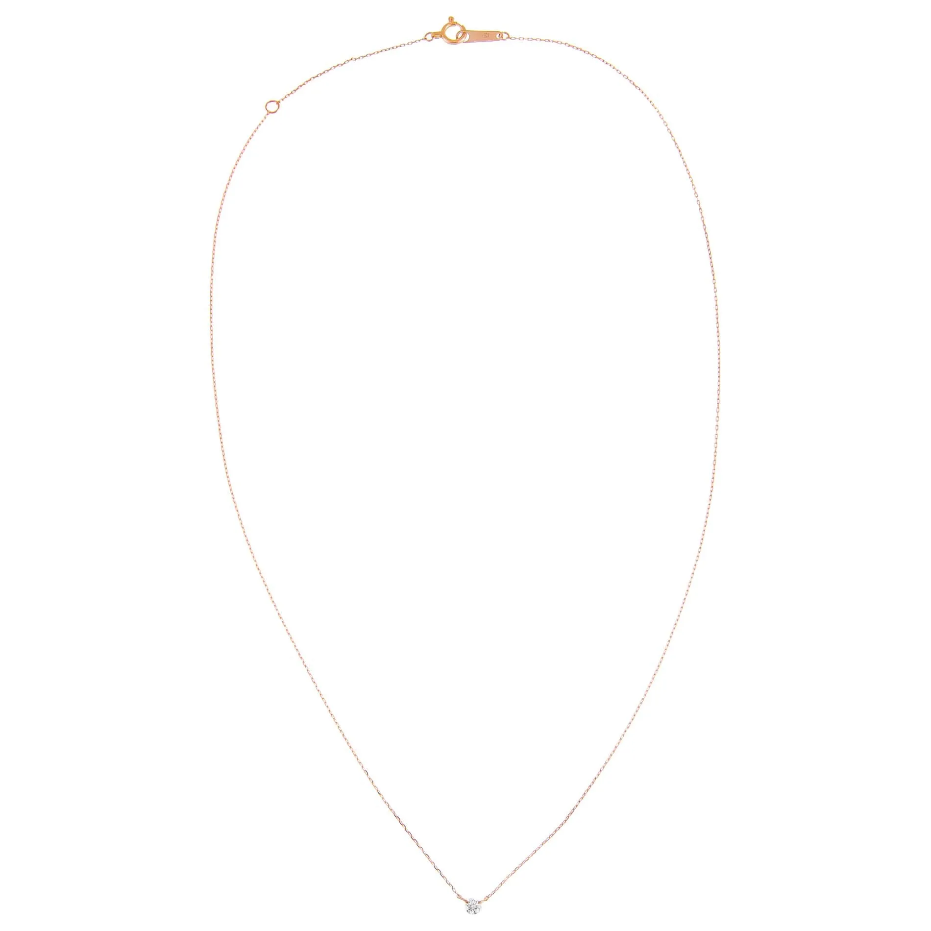 Tiny Diamond Solitaire Necklace 14K