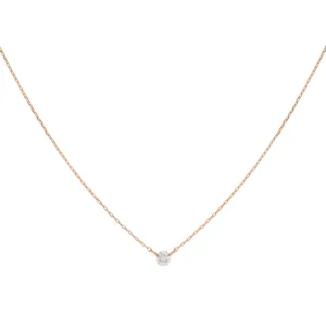 Tiny Diamond Solitaire Necklace 14K
