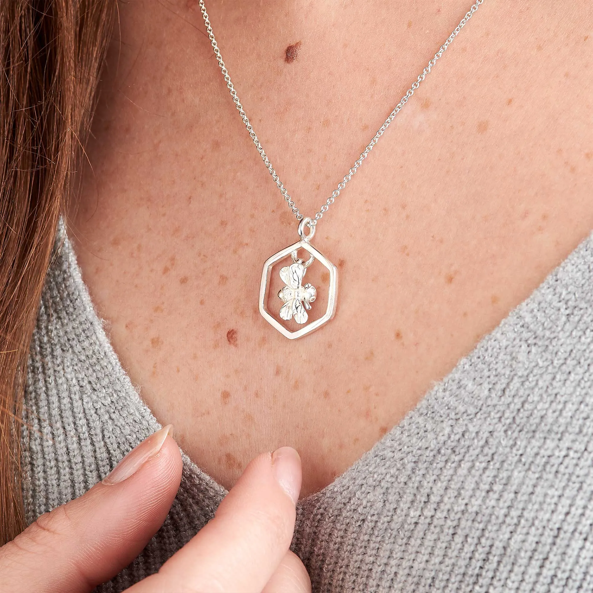 Tiny Honey-Bee Silver Necklace