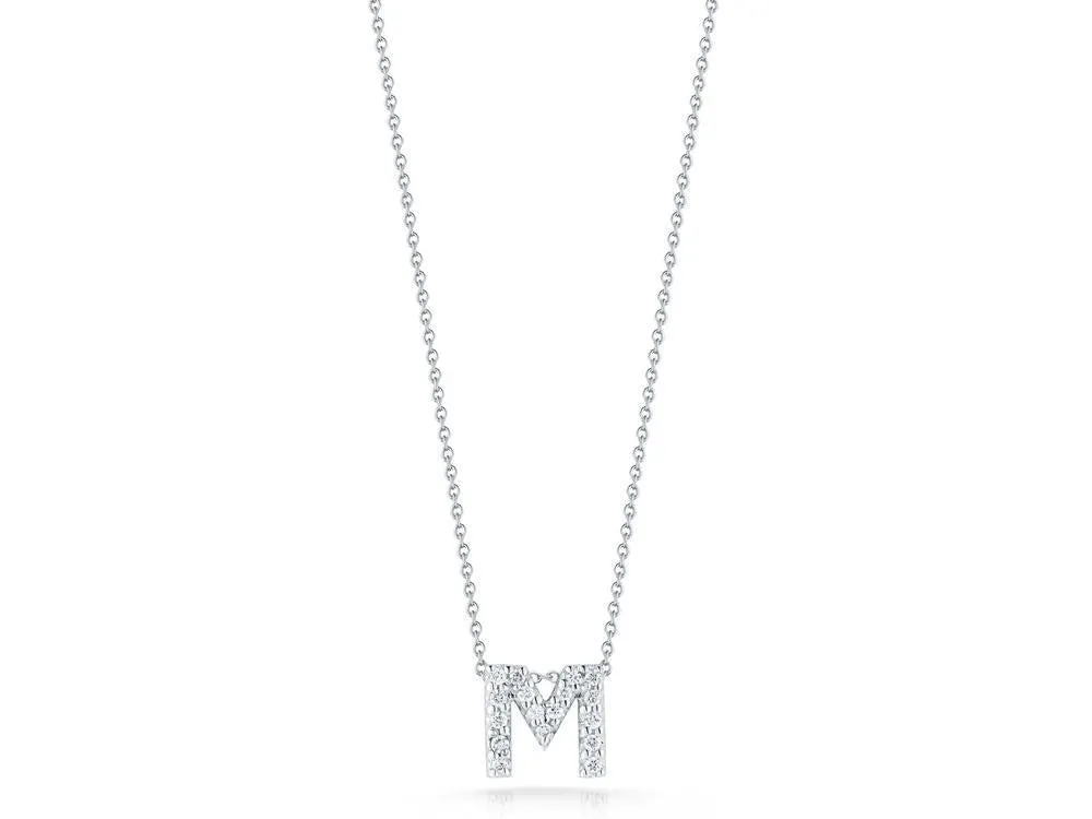 Tiny Treasures Diamond Love Letter "M" in White Gold