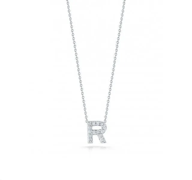 Tiny Treasures Diamond Love Letter "R" in White Gold