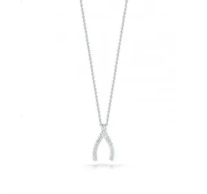 Tiny Treasures Diamond Wishbone Pendant in White Gold