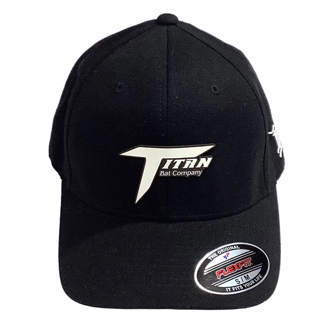 Titan Black Twill Cap White Leather Logo