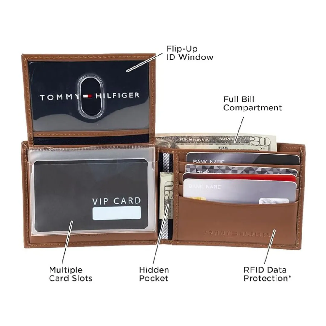 Tommy Hilfiger Leather Wallet Slim Bifold Men - TAN