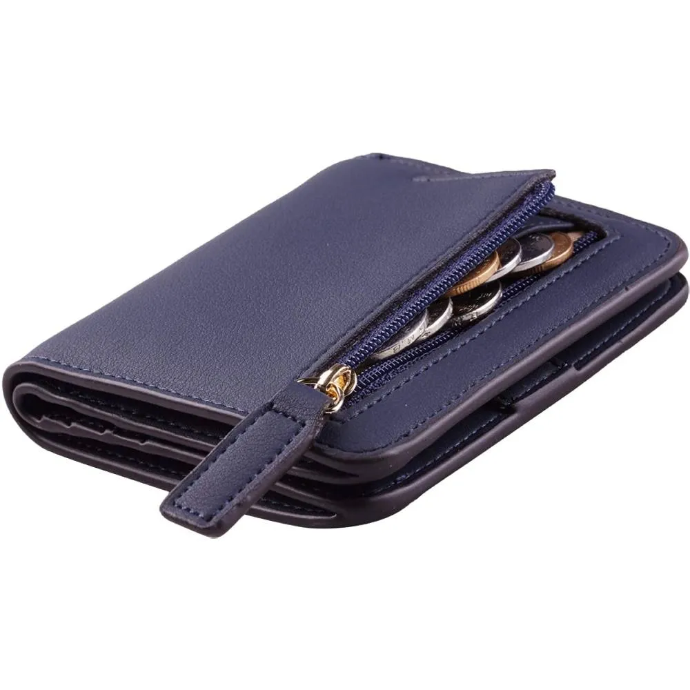 Toughergun Womens Rfid Blocking Small Compact Bifold Luxury Genuine Leather Pocket Wallet Ladies Mini Purse with ID Window | Multiple Colors and Sizes