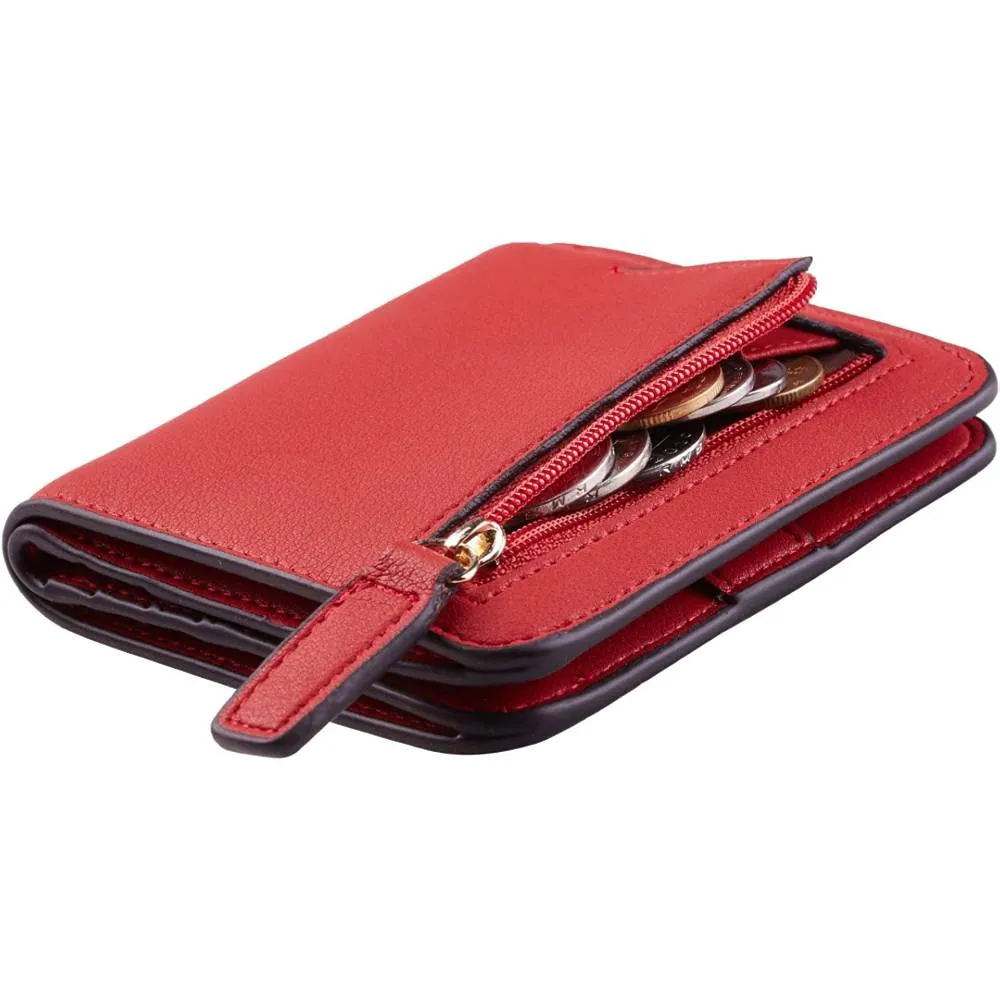 Toughergun Womens Rfid Blocking Small Compact Bifold Luxury Genuine Leather Pocket Wallet Ladies Mini Purse with ID Window | Multiple Colors and Sizes