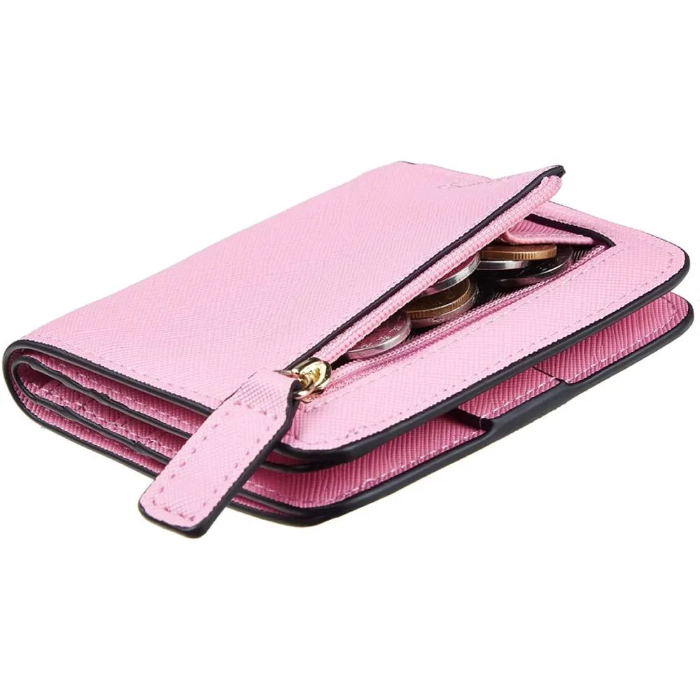 Toughergun Womens Rfid Blocking Small Compact Bifold Luxury Genuine Leather Pocket Wallet Ladies Mini Purse with ID Window | Multiple Colors and Sizes