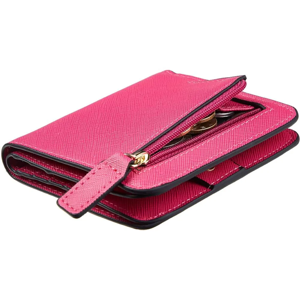 Toughergun Womens Rfid Blocking Small Compact Bifold Luxury Genuine Leather Pocket Wallet Ladies Mini Purse with ID Window | Multiple Colors and Sizes