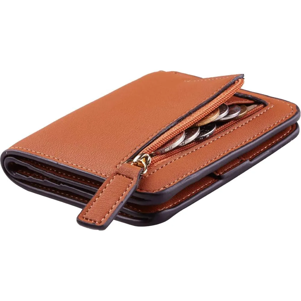 Toughergun Womens Rfid Blocking Small Compact Bifold Luxury Genuine Leather Pocket Wallet Ladies Mini Purse with ID Window | Multiple Colors and Sizes
