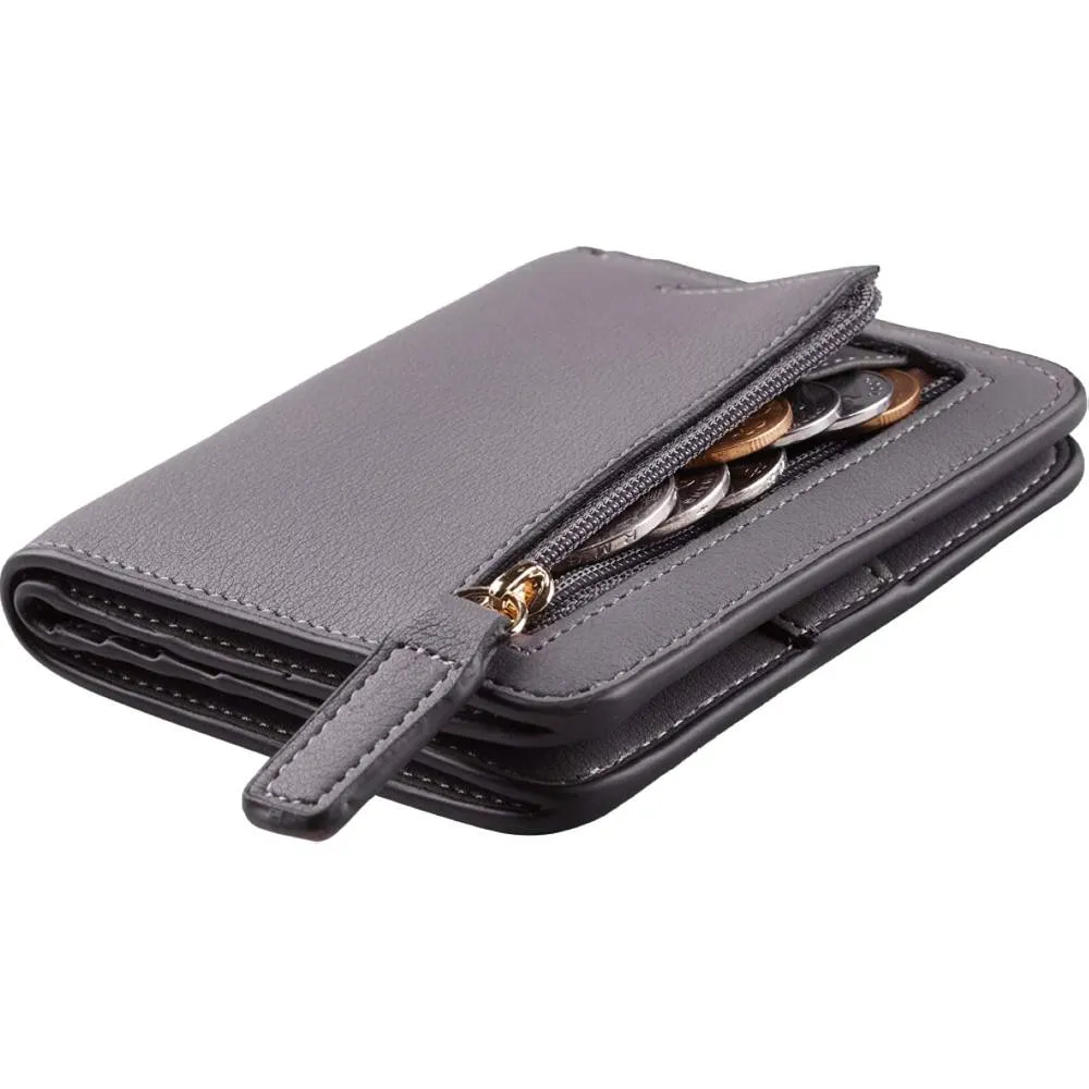 Toughergun Womens Rfid Blocking Small Compact Bifold Luxury Genuine Leather Pocket Wallet Ladies Mini Purse with ID Window | Multiple Colors and Sizes