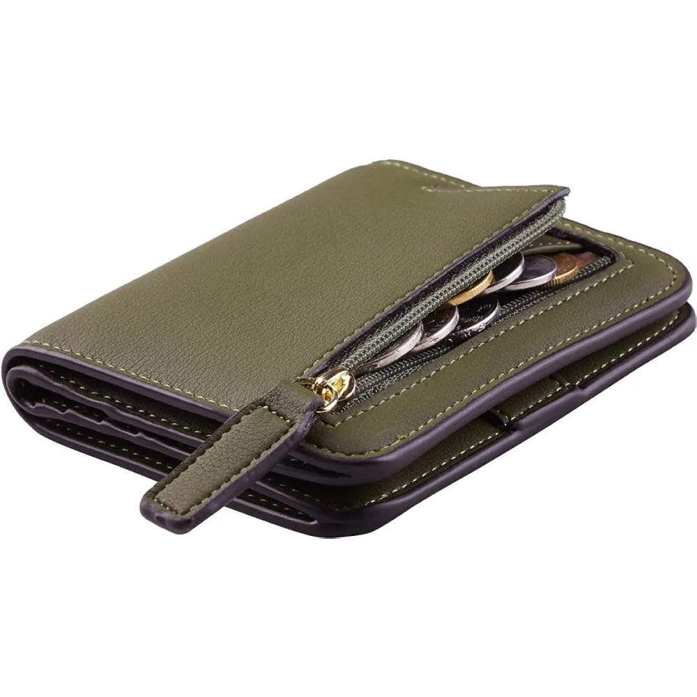 Toughergun Womens Rfid Blocking Small Compact Bifold Luxury Genuine Leather Pocket Wallet Ladies Mini Purse with ID Window | Multiple Colors and Sizes