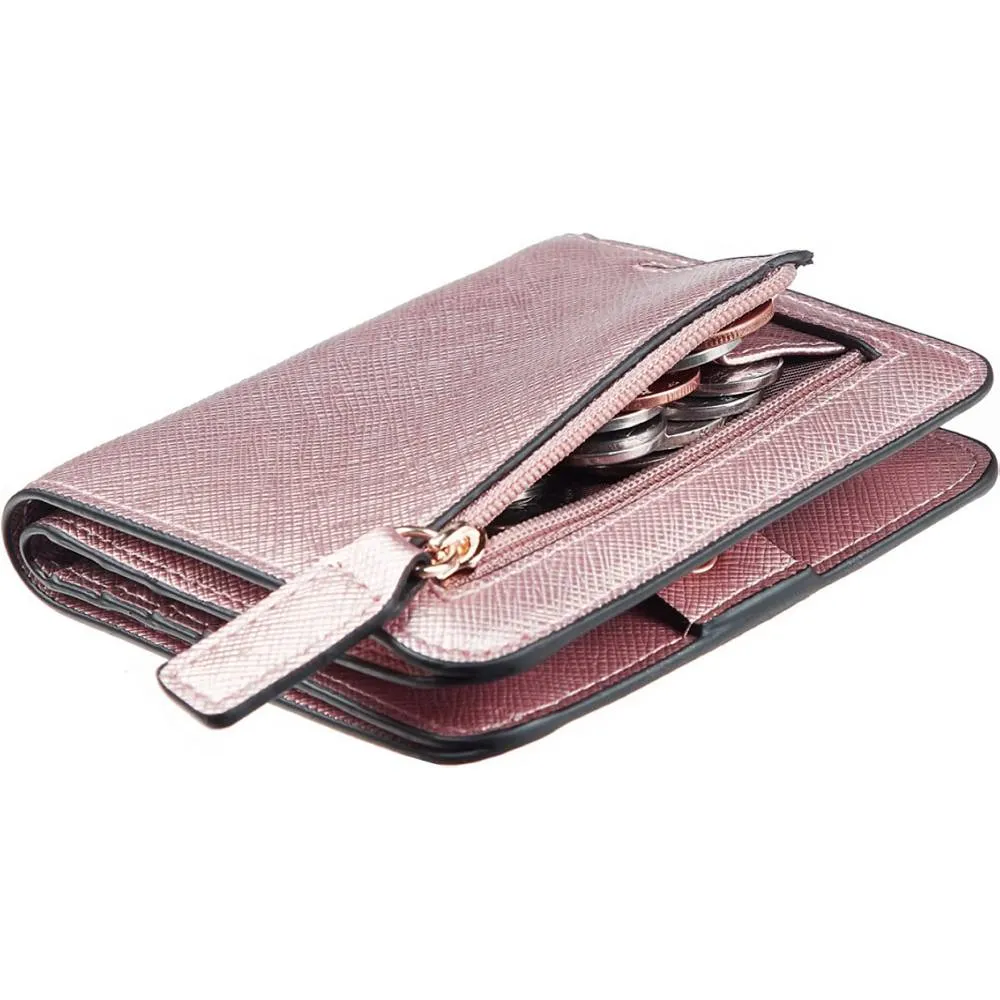 Toughergun Womens Rfid Blocking Small Compact Bifold Luxury Genuine Leather Pocket Wallet Ladies Mini Purse with ID Window | Multiple Colors and Sizes