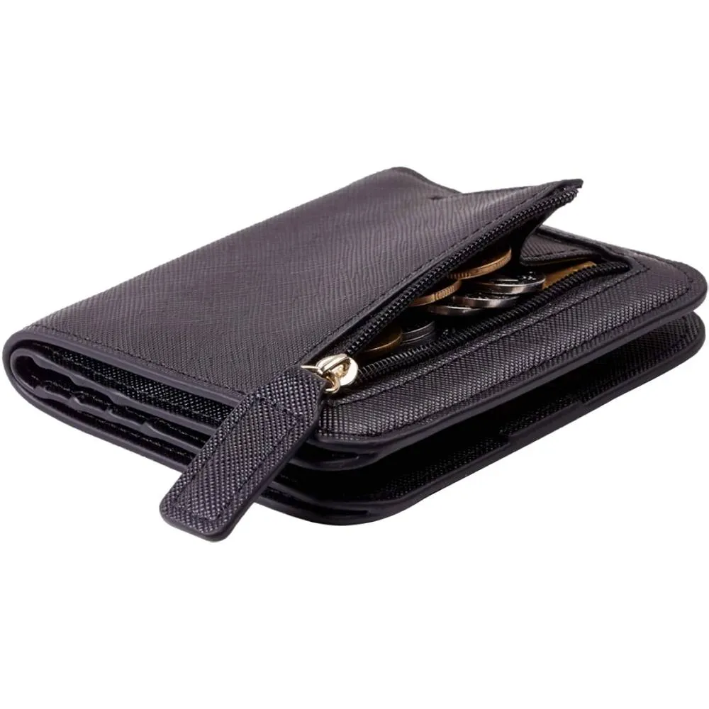 Toughergun Womens Rfid Blocking Small Compact Bifold Luxury Genuine Leather Pocket Wallet Ladies Mini Purse with ID Window | Multiple Colors and Sizes