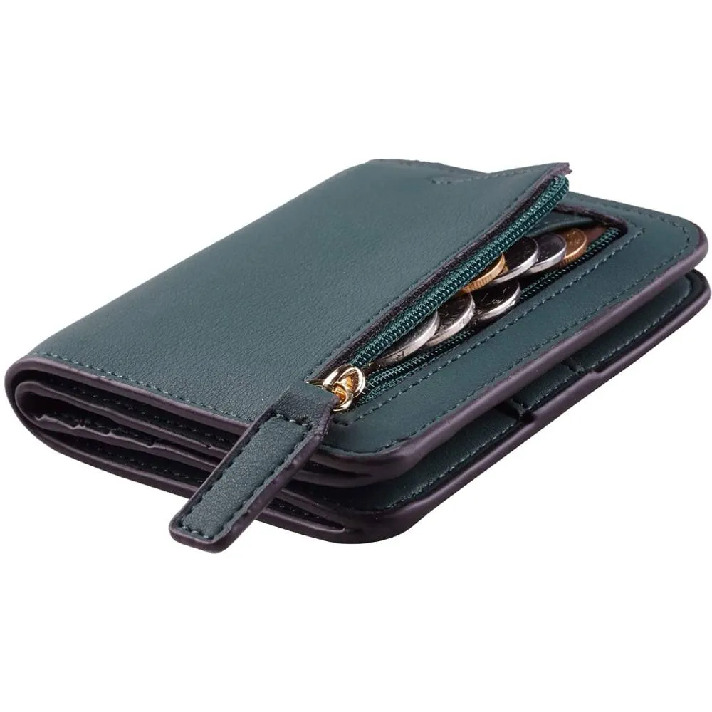 Toughergun Womens Rfid Blocking Small Compact Bifold Luxury Genuine Leather Pocket Wallet Ladies Mini Purse with ID Window | Multiple Colors and Sizes