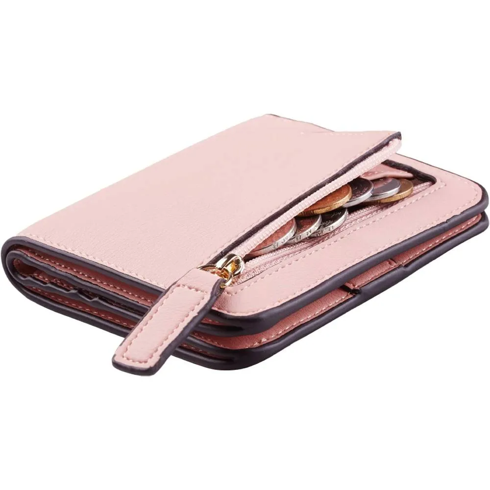 Toughergun Womens Rfid Blocking Small Compact Bifold Luxury Genuine Leather Pocket Wallet Ladies Mini Purse with ID Window | Multiple Colors and Sizes