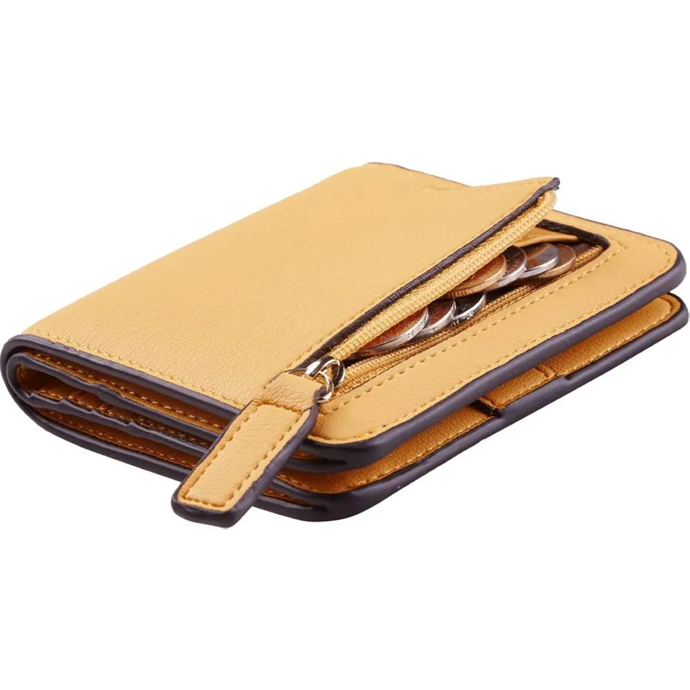 Toughergun Womens Rfid Blocking Small Compact Bifold Luxury Genuine Leather Pocket Wallet Ladies Mini Purse with ID Window | Multiple Colors and Sizes