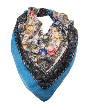 Traditional Polish Folk Head Scarf - Ukrainian Collection, Blue