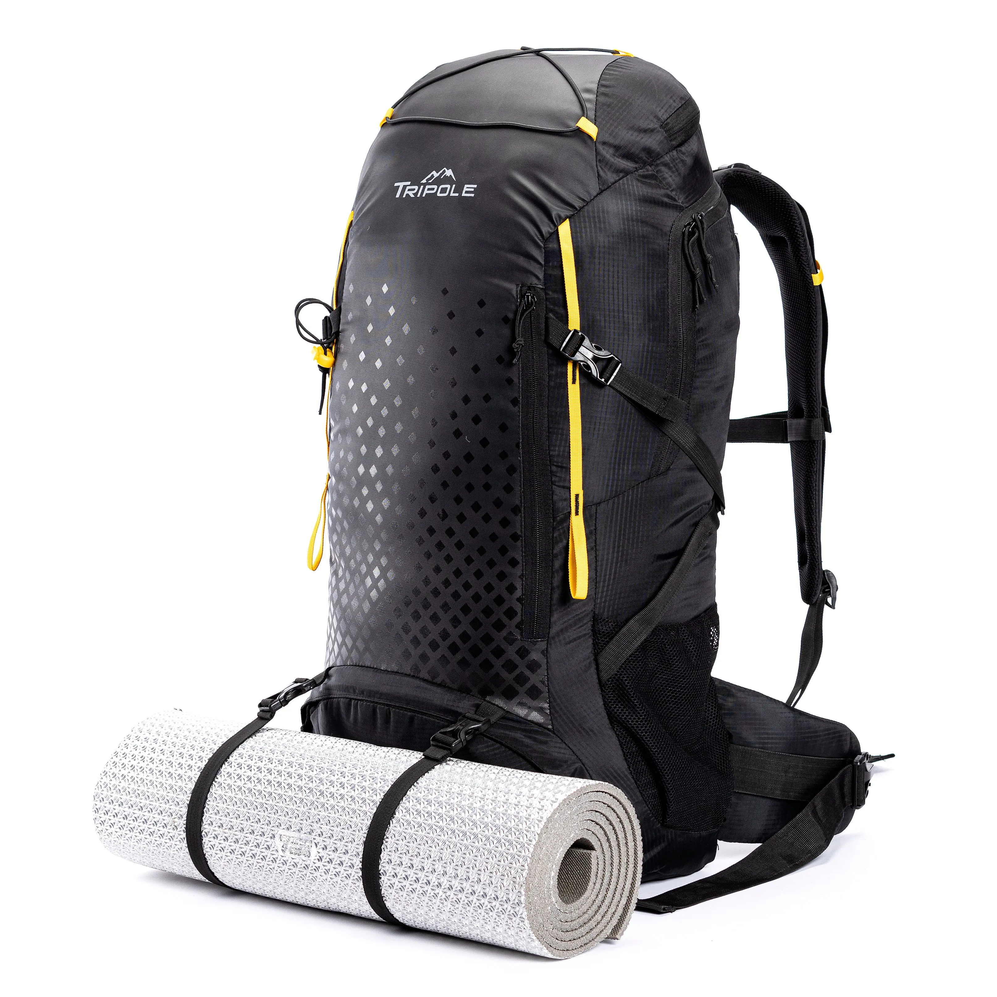 Tripole Air Trekking and Travel Rucksack with Rain Cover and Laptop Sleeve | 3 Year Warranty | Green Jacquard | 62 Litres