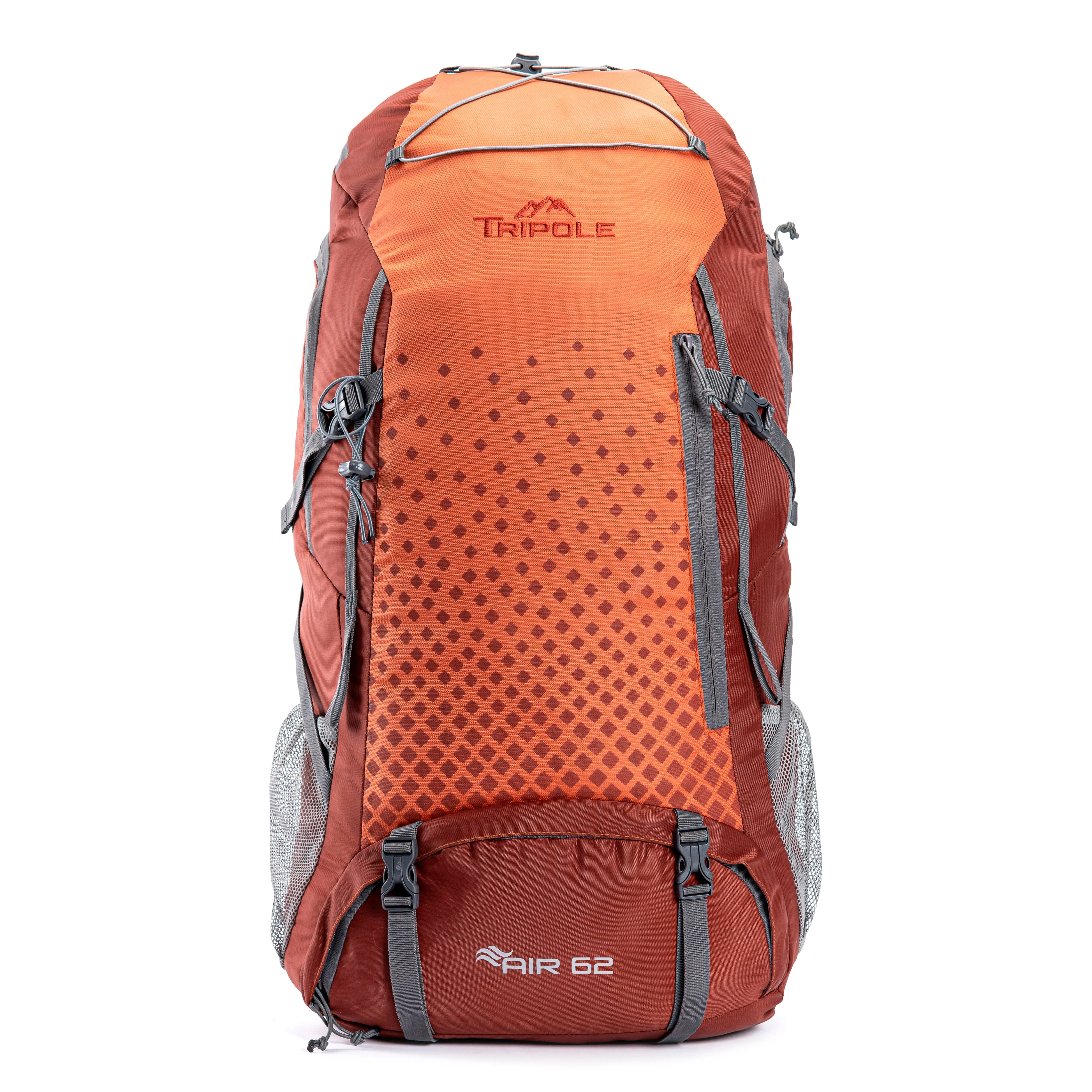 Tripole Air Trekking and Travel Rucksack with Rain Cover and Laptop Sleeve | 3 Year Warranty | Green Jacquard | 62 Litres