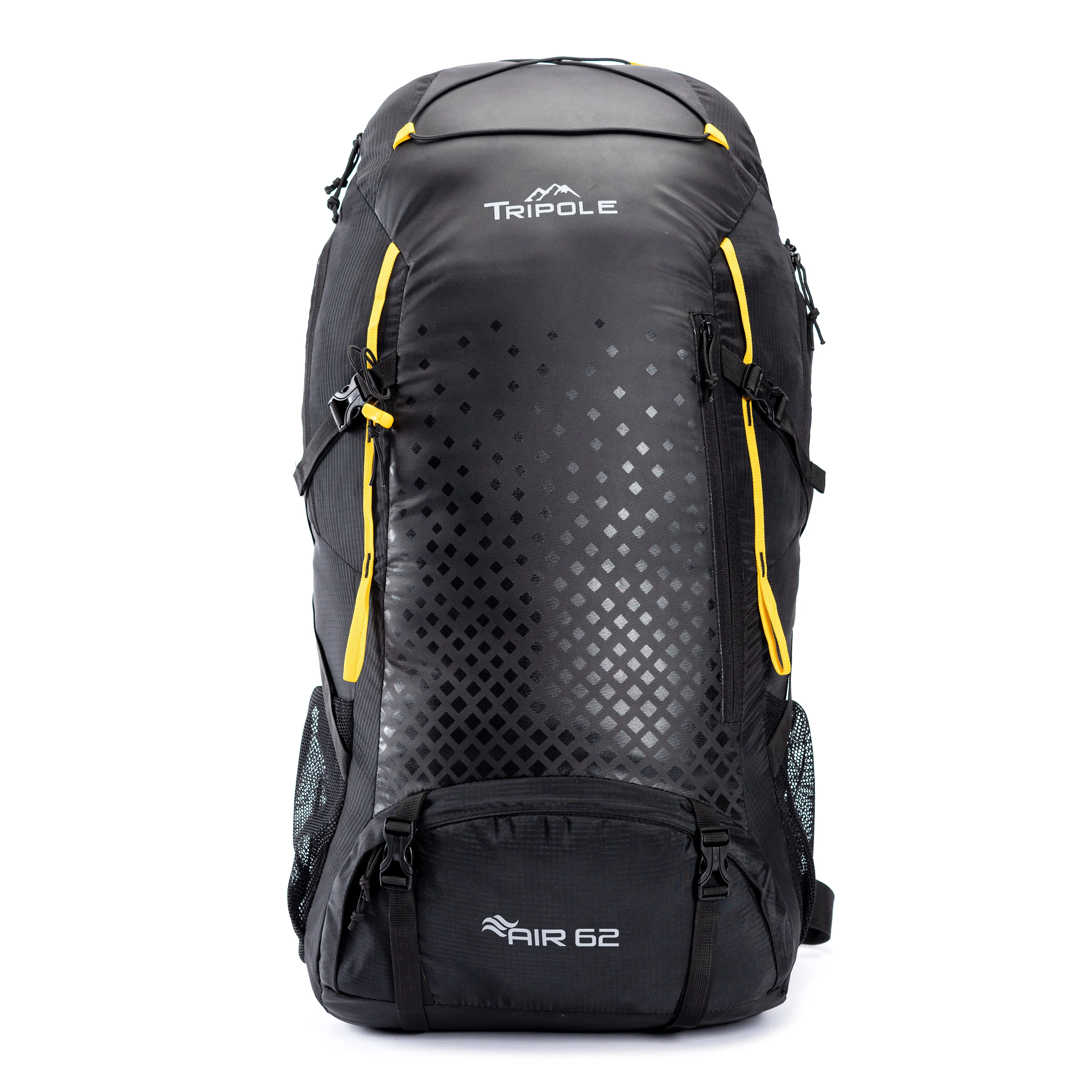 Tripole Air Trekking and Travel Rucksack with Rain Cover and Laptop Sleeve | 3 Year Warranty | Green Jacquard | 62 Litres