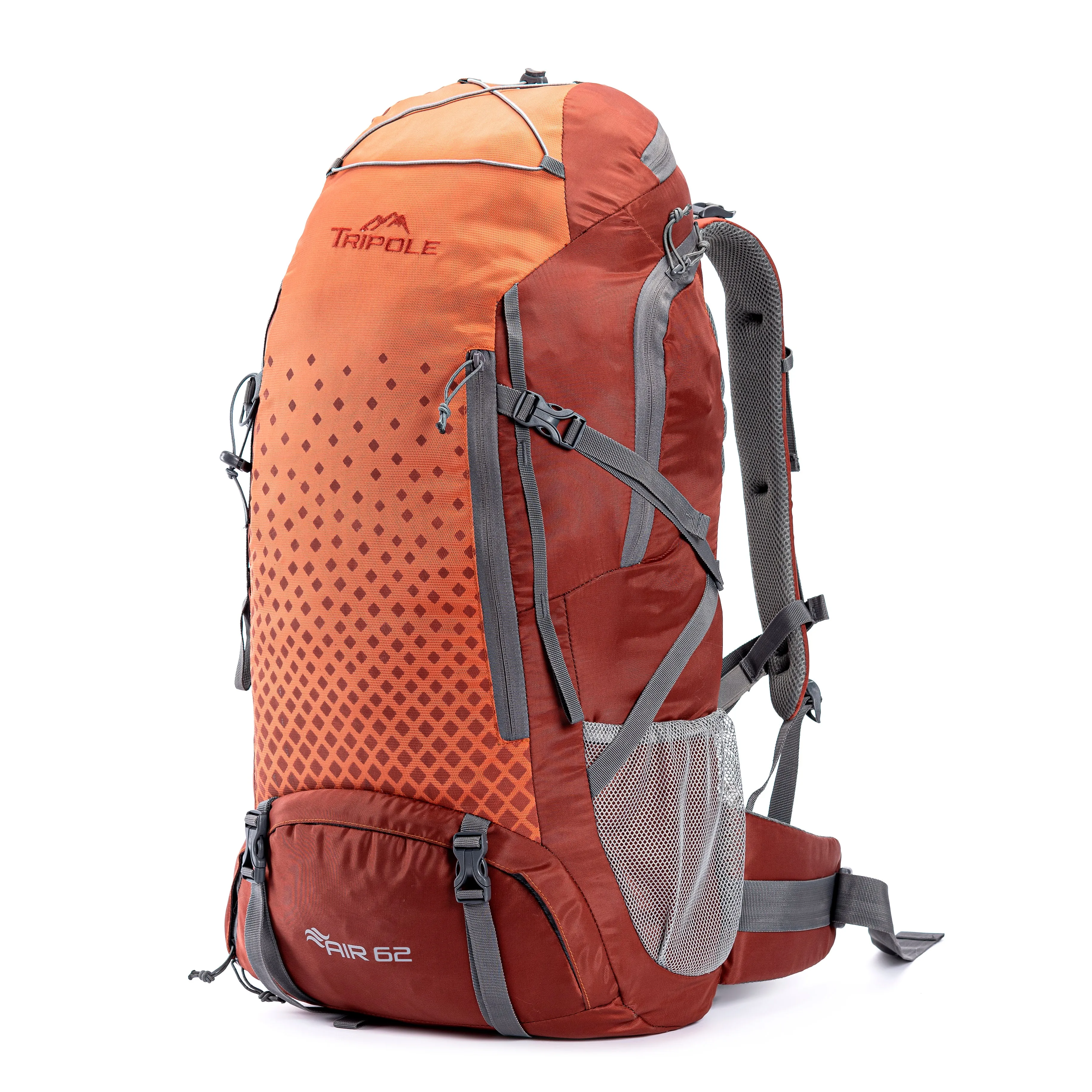 Tripole Air Trekking and Travel Rucksack with Rain Cover and Laptop Sleeve | 3 Year Warranty | Green Jacquard | 62 Litres