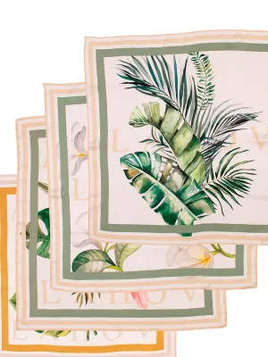 Tropical Print Silk Scarves (4 pack)