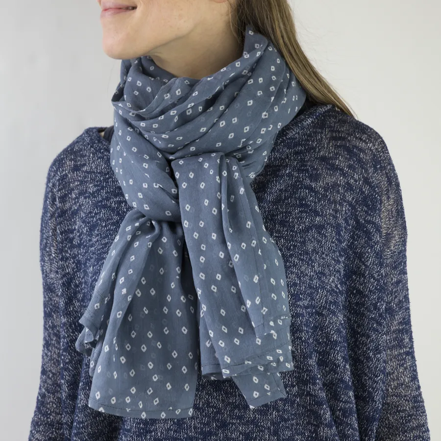 Troye Ocean Block Printed Scarf