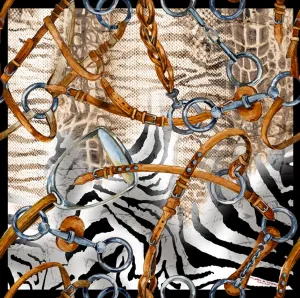 TTLE CHIC EQUESTRIAN Double Side printed SCARF-55"x55"