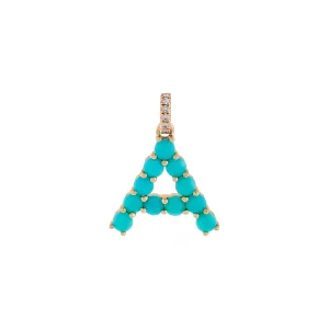 Turquoise Initial Charm 14K