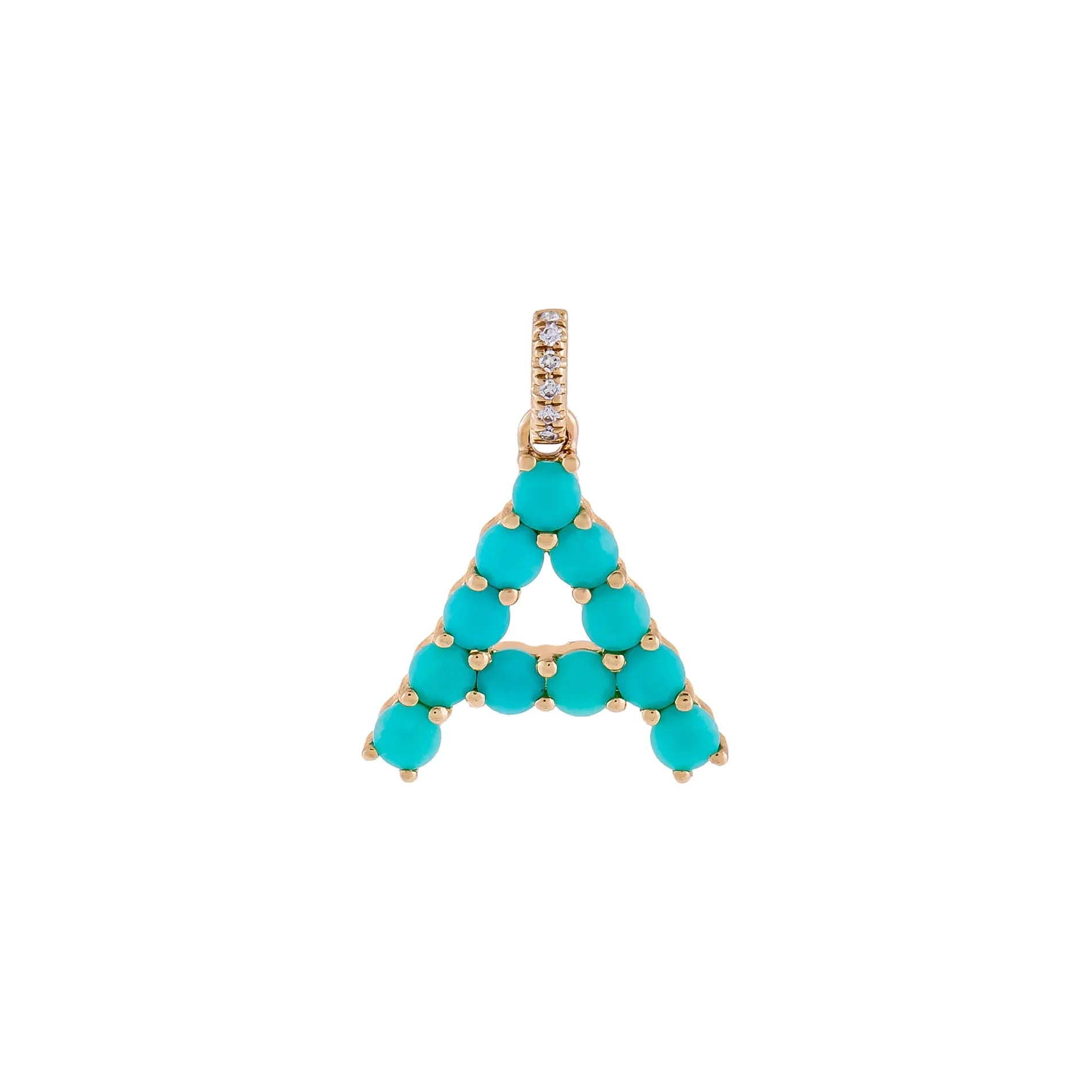 Turquoise Initial Charm 14K